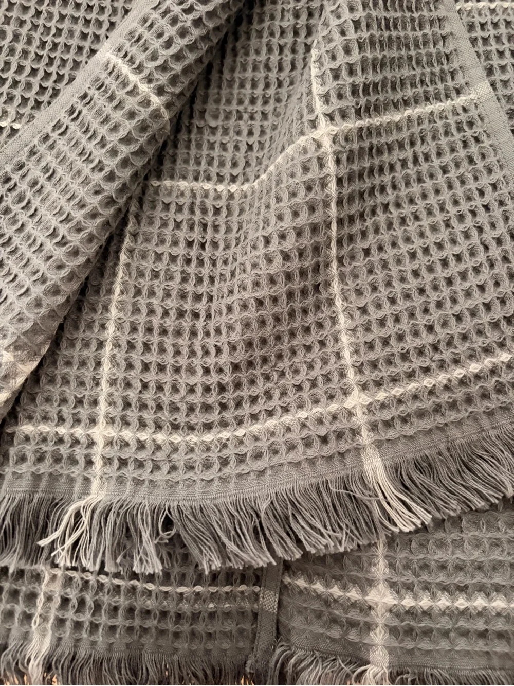 Boll & Branch Gray Waffle Weave Throw Blanket